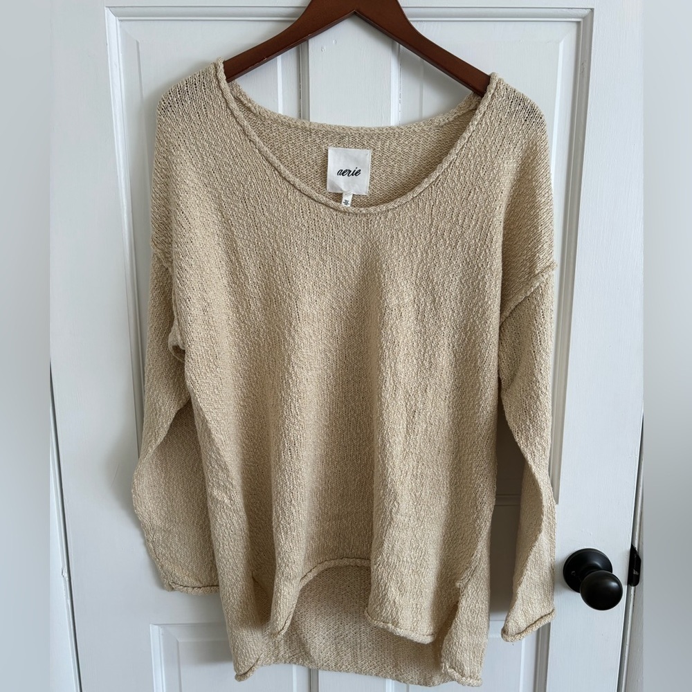 Aerie tan tunic knit sweater size SM new